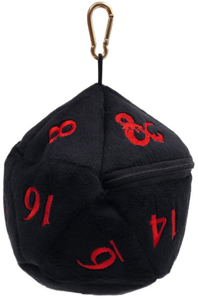 Dice Bag D20 Plush Black and Red Dungeons and Dragons