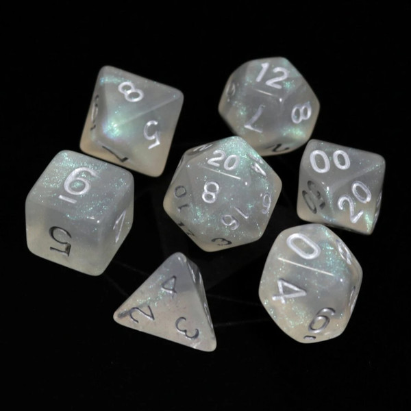 Die Hard Poly RPG Dice Set: Glacial Moonstone Silver