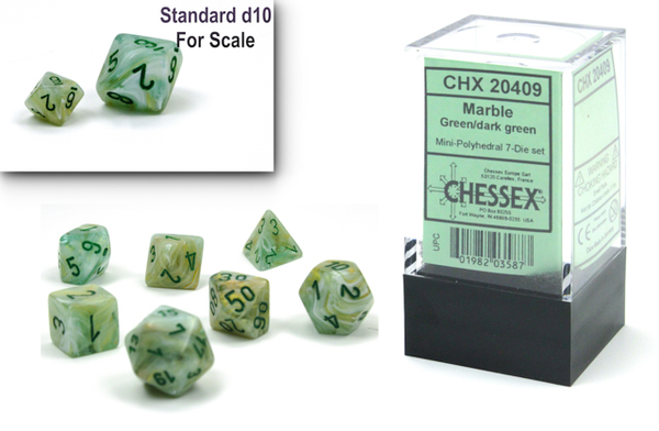 CHX 20409: Mini Dice Marble Green Dark Green