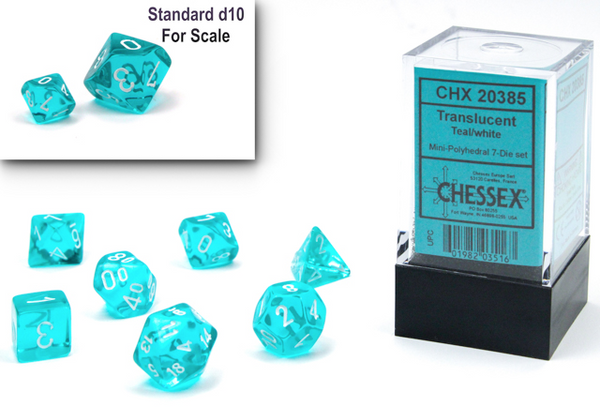 CHX 20385: Mini Dice Translucent Teal White