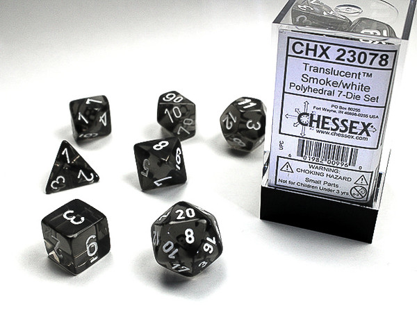 CHX 23078 RPG Dice Set: Translucent Smoke White
