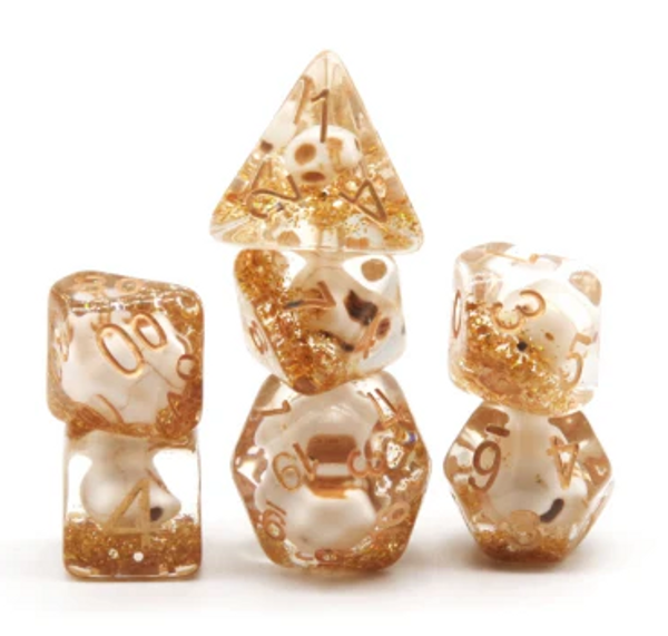 Foam Brain RPG Dice Set: Skull and Gold Glitter