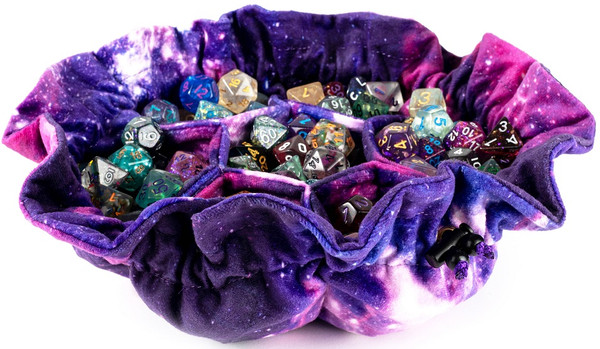 FanRoll Velvet Dice Bag with Compartment Pockets: Nebula