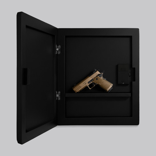 Black color fast access gun concealment for living rooms.