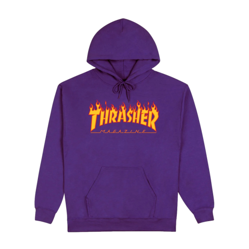 THRASHER FLAME OVERLAY HOODIE プルオーバー フーディー パーカー ブラック 黒 HOODIE Black スラッシャー Thrasher Flame Logo Purple Hoodie