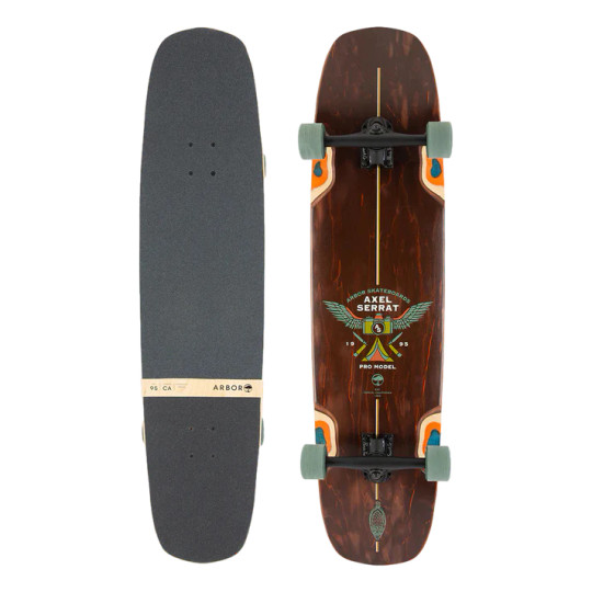 The Arbor Axel Serrat Pro 39 Crosscut Longboard Complete is a signature shape with a mellow concave and multiple wheelbase options make this a versatile hybrid for flatground, downhill, and tricks at speed.
Materials & Components
Deck
7 Ply Sustainable Canadian Maple
Wood material comes from sustainable sources of supply
Wood by-product is reclaimed for use in other products
Trucks
Paris Reverse 50° 180mm
Wheels
Signature Series Suave - Axel Serrat Wheels
Designed for hybrid skating, bombing, and slashing
Great for freeride and urban environments
Size: 58.0mm // Durometer: 80A
Contact Patch: 34.0mm // Offset: 0.0mm
Groovetube Core: Speed and durability
Slicks Formula: Less grip and more slip
Other Components
ABEC 7 Bearings with Spacers
1/8" Paris Risers
Die-Cut Griptape The Arbor Axel Serrat Pro 39 Crosscut Longboard Complete is a signature shape with a mellow concave and multiple wheelbase options make this a versatile hybrid for flatground, downhill, and tricks at speed.
Materials & Components
Deck
7 Ply Sustainable Canadian Maple
Wood material comes from sustainable sources of supply
Wood by-product is reclaimed for use in other products
Trucks
Paris Reverse 50° 180mm
Wheels
Signature Series Suave - Axel Serrat Wheels
Designed for hybrid skating, bombing, and slashing
Great for freeride and urban environments
Size: 58.0mm // Durometer: 80A
Contact Patch: 34.0mm // Offset: 0.0mm
Groovetube Core: Speed and durability
Slicks Formula: Less grip and more slip
Other Components
ABEC 7 Bearings with Spacers
1/8" Paris Risers
Die-Cut Griptape