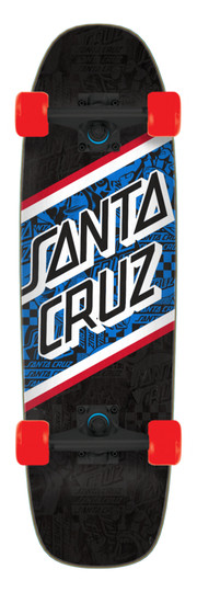Santa Cruz Skateboards Flier Street Skate Cruzer featuring black, white, and red Amoeba graphic on an affordable, easy skating mini cruzer with super high rebound 60mm 78a wheels and high performance trucks