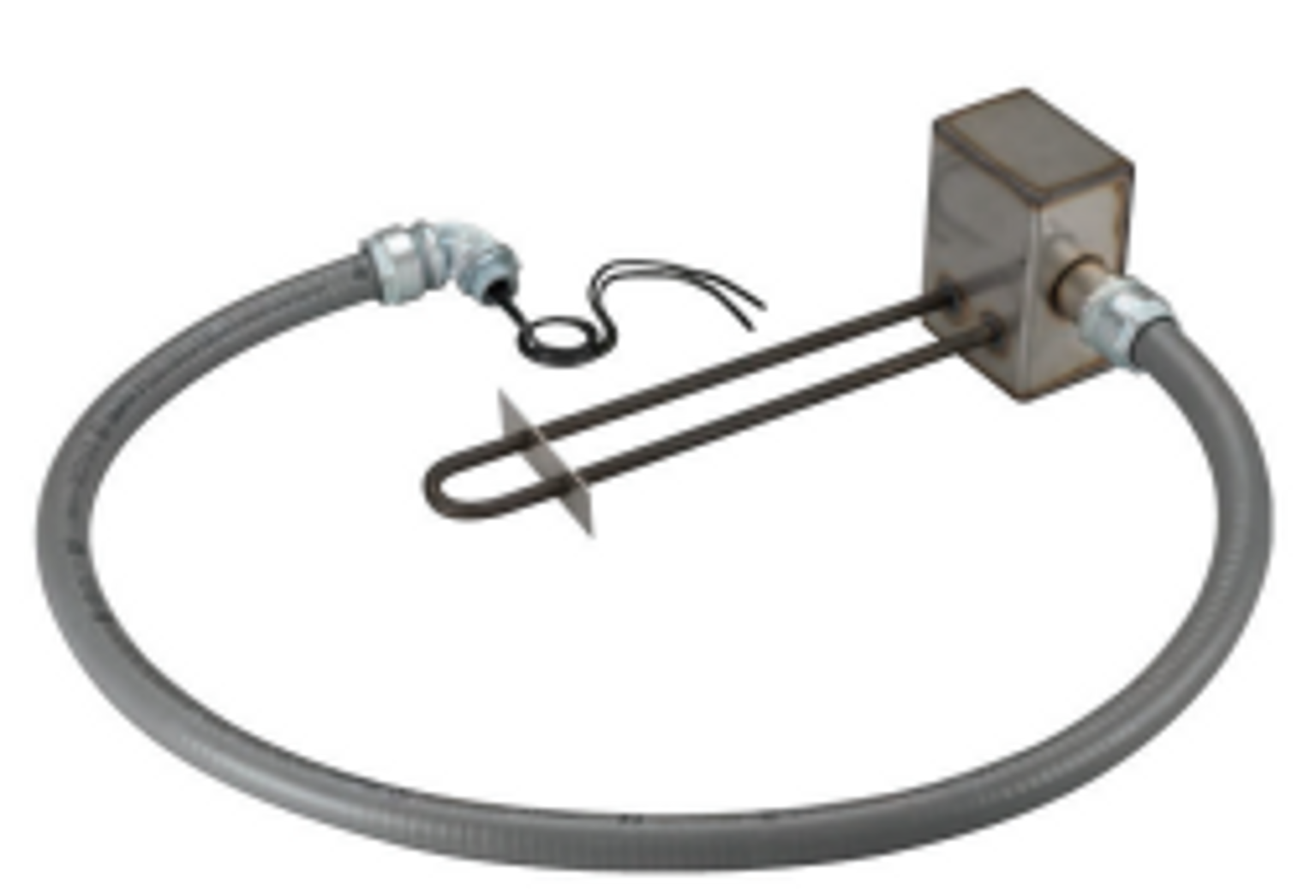 TH120F flexible conduit oil heater with 40" lead, 275W 120VAC hardwired installation