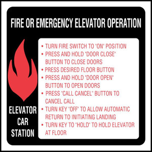 Sign “fire Or Emergency Elevator (SFOC-66-24) Sign “fire Or Emergency Elevator (SFOC-66-24)