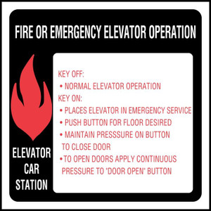 Sign “fire Or Emergency Elevator (SFOC-66-35) Sign “fire Or Emergency Elevator (SFOC-66-35)