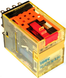 RU42S-M-A110 – Relay, 5 A 120VAC Ice Cube w/ light & check button , 4 pole w/ Bi-furcated contacts RU42S-M-A110 – Relay, 5 A 120VAC Ice Cube w/ light & check button , 4 pole w/ Bi-furcated contacts