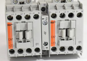 CAU7-23-04-120 – Reversing contactor w/main amperage and voltage of 23amp and 120V-AC coil respectively Total 4NC auxiliaries CAU7-23-04-120 – Reversing contactor w/main amperage and voltage of 23amp and 120V-AC coil respectively Total 4NC auxiliaries