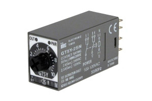 GT5Y-4SN1A24 – 4PDT, Timer, On Delay (Delay on Make) 24VAC - 14 pin blade baserange: 0.1 sec. - 10 min. (intervals of1S/10S/1M/10M) GT5Y-4SN1A24 – 4PDT, Timer, On Delay (Delay on Make) 24VAC - 14 pin blade baserange: 0.1 sec. - 10 min. (intervals of1S/10S/1M/10M)