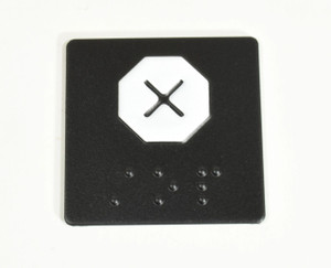 Emergency Stop Braille Plate – 4x4, White