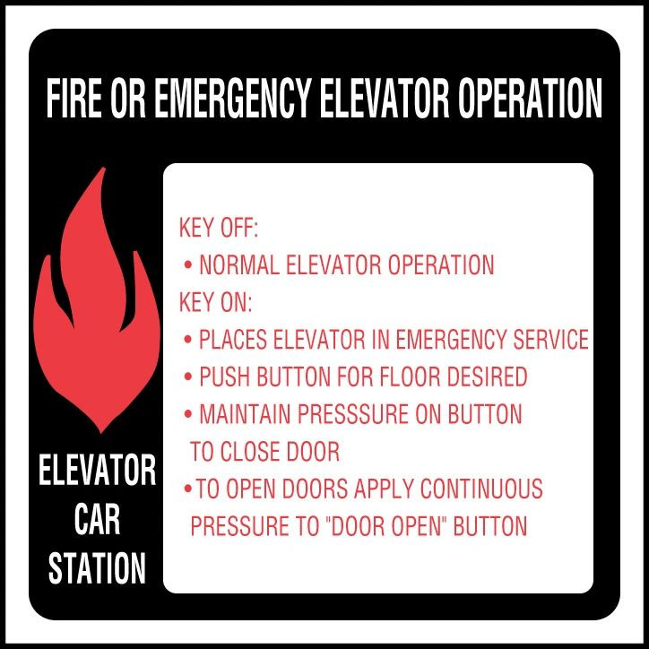 Sign “fire Or Emergency Elevator (SFOC-66-35)
