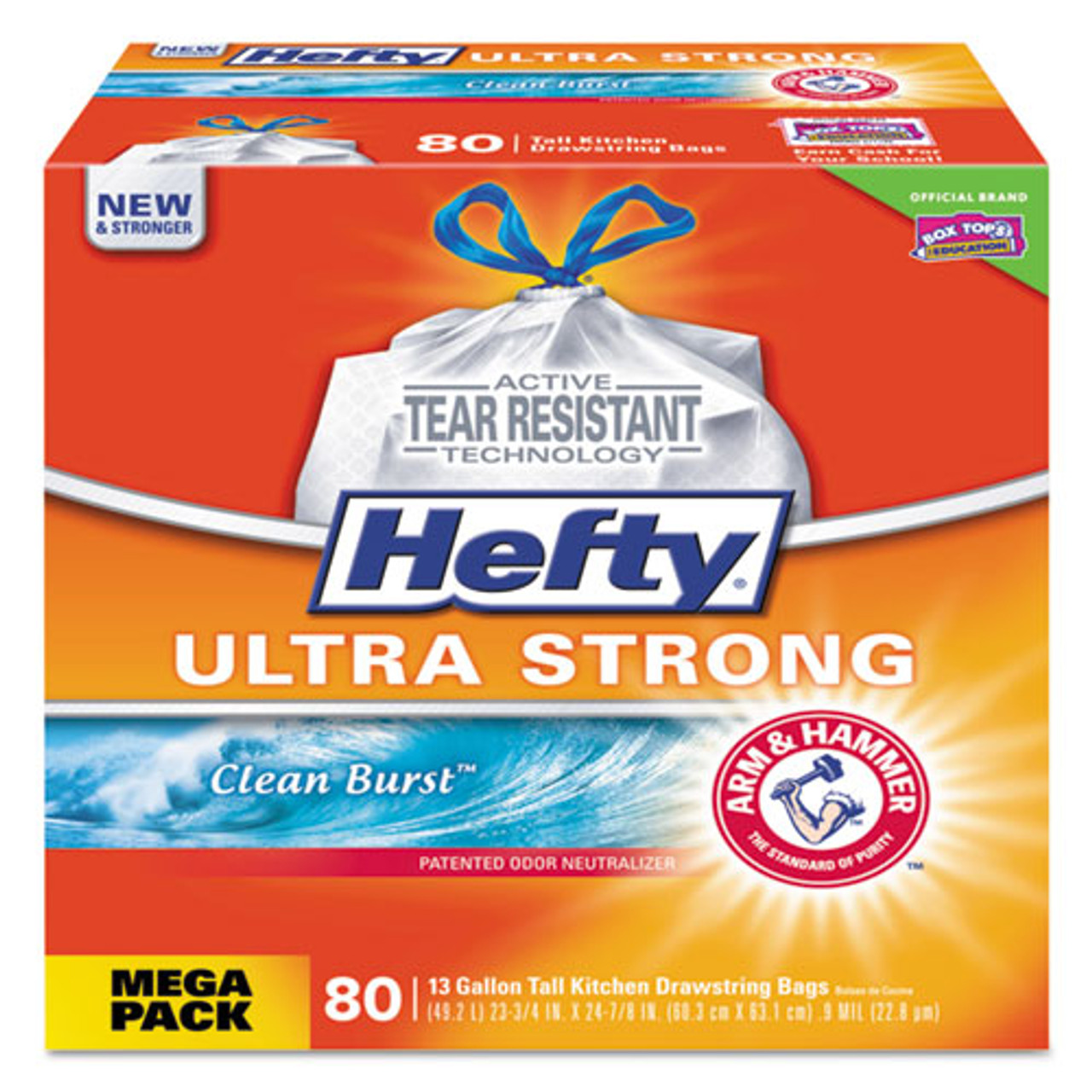 Hefty Ultra Strong Tall Kitchen Trash Bags, Clean Burst Scent, 13 Gallon,  40 Count