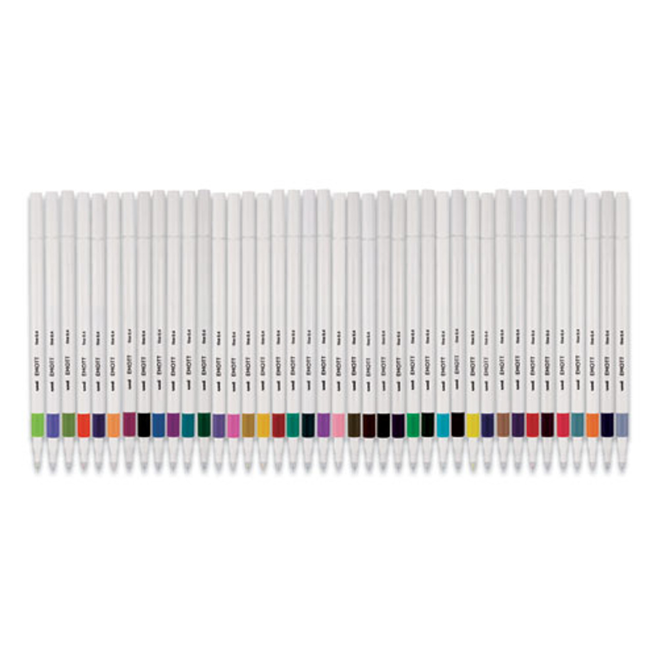 Emott Ever Fine Porous Point Pens, Fine 0.4 mm, Assorted Ink, White Barrel, 40-Pack