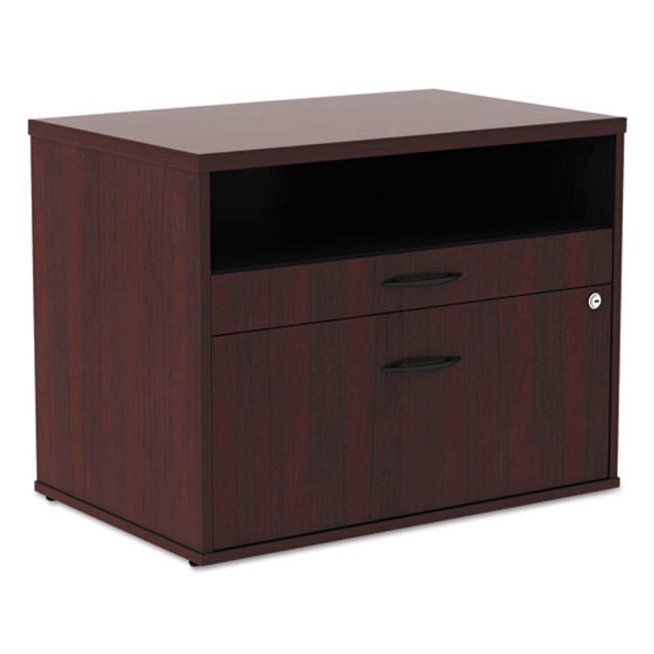 Alera, Alera Open Office Desk Series Low File Cabinet Credenza, 2-Drawer:  Pencil/file,legal/letter,1 Shelf,mahogany,.88 (ALELS583020MY)