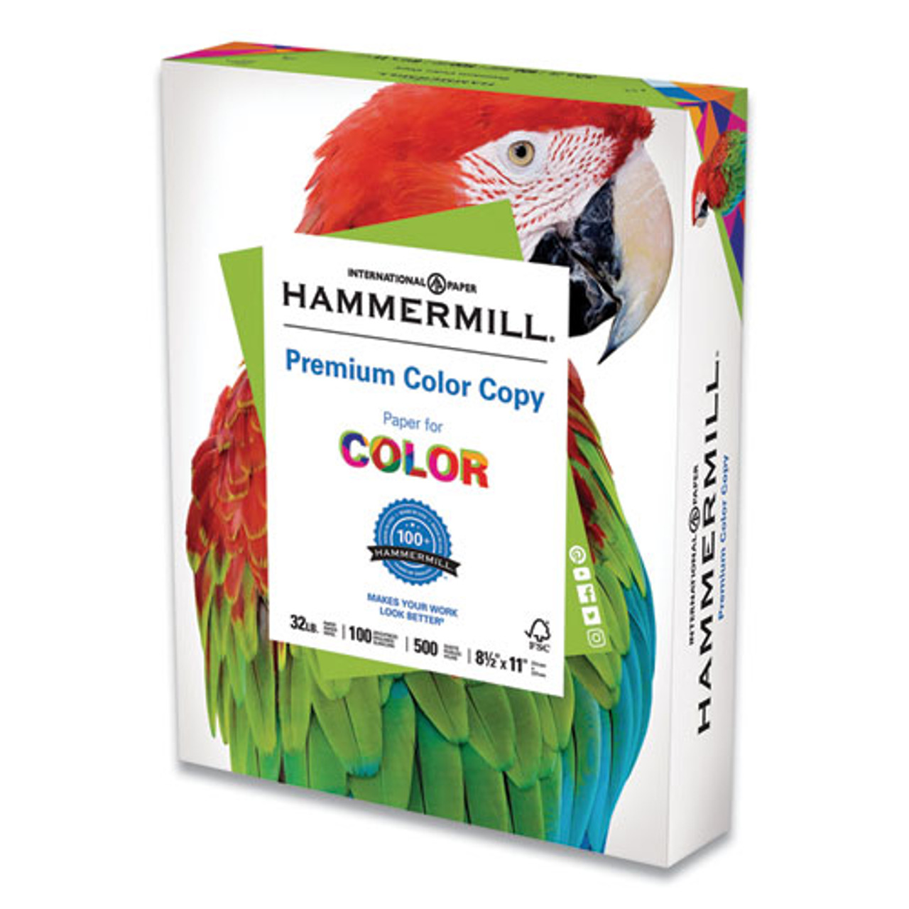 Hammermill Premium Color Copy Print Paper, 100 Bright, 32lb, 8.5 x 11, Photo White, 500/Ream