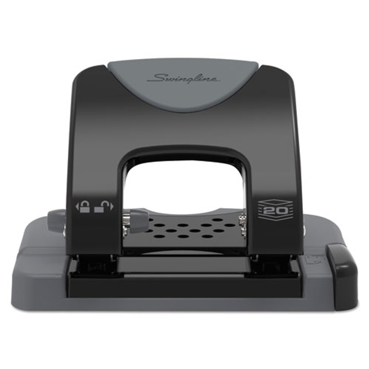 Swingline 20-Sheet SmartTouch Two-Hole Punch, 9/32 Holes, Black/Gray