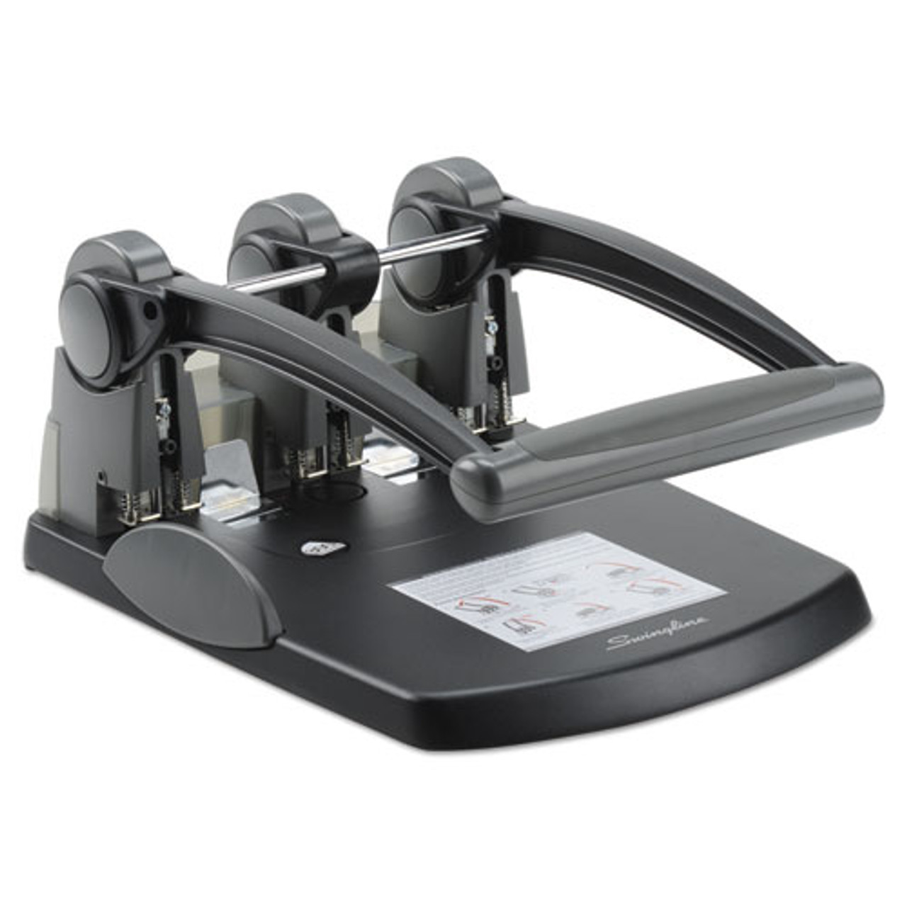 Swingline 300-Sheet Extra High-Capacity Three-Hole Punch 9/32 Holes Black/Gray