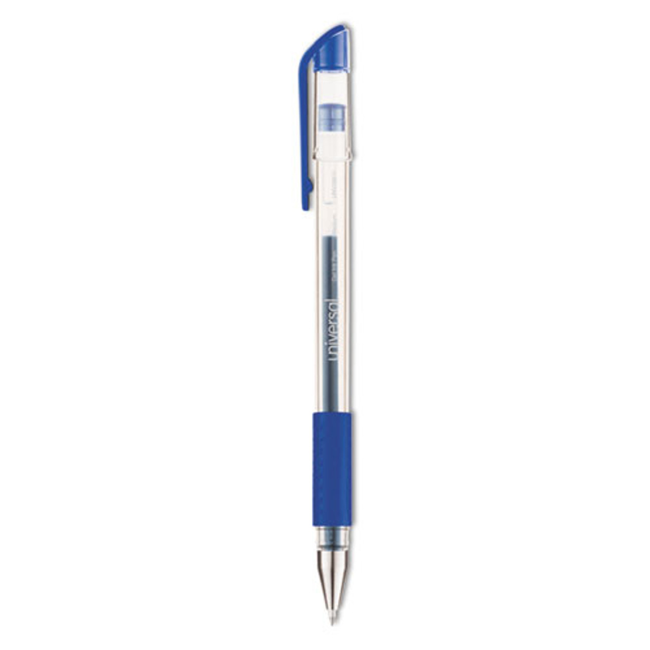 Gel Pen, Stick, Medium 0.7 mm, Blue Ink, Silver/Blue Barrel, Dozen