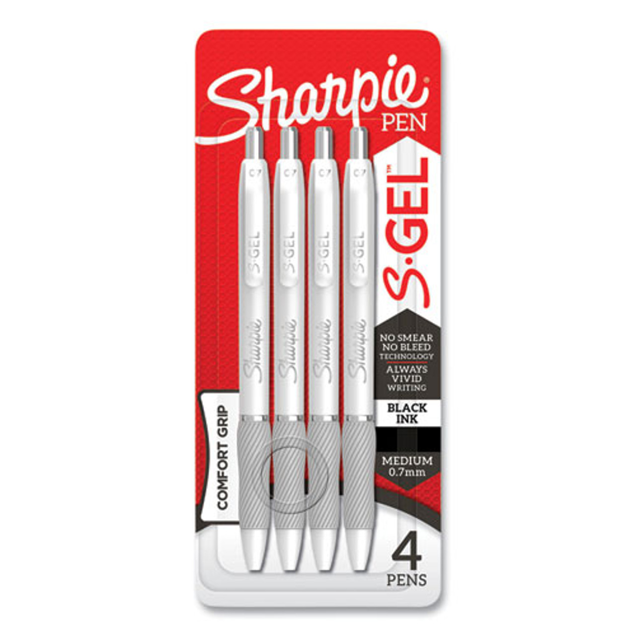 S-Gel Fashion Barrel Gel Pen, Retractable, Medium 0.7 mm, Black Ink, Pearl  White Barrel, 4/Pack - Reliable Paper