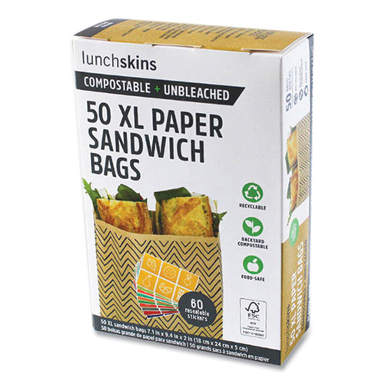 Lunchskins Recyclable & Sealable Paper Sandwich Bags - Apple