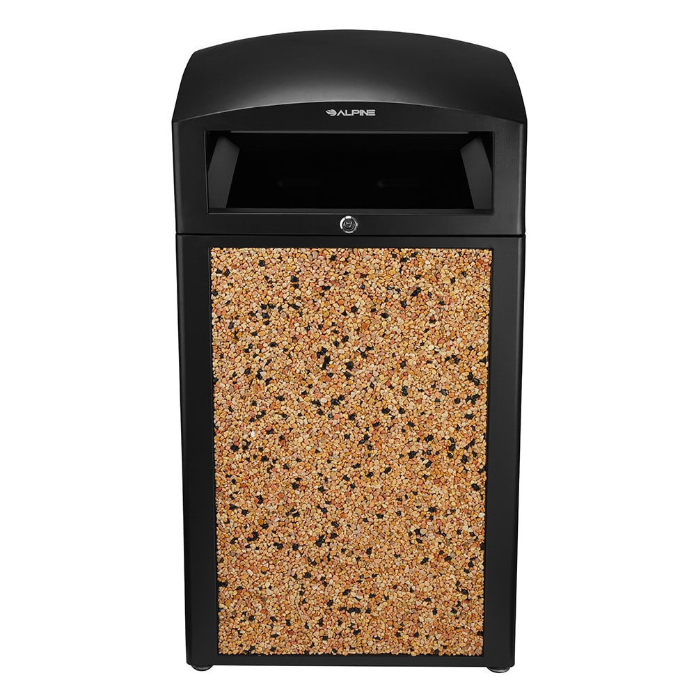 Alpine Industries 471 40 Sto 40 Gal Outdoor Decorative Trash Can Metal Stone