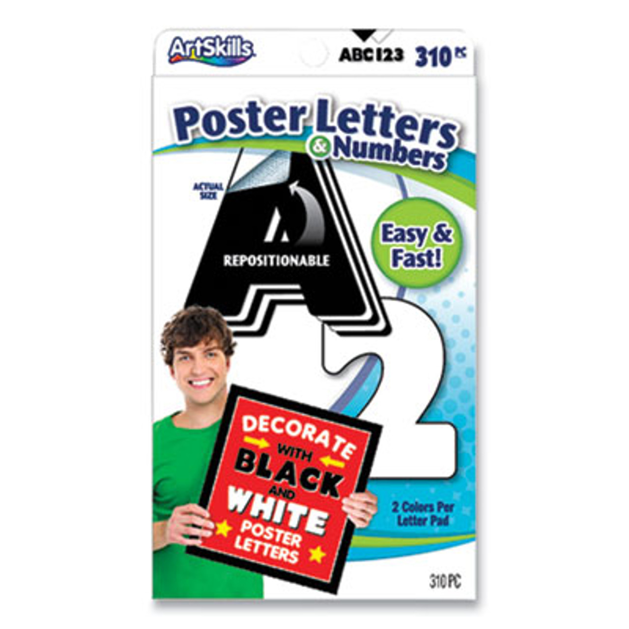 Poster And Bulletin Board Vinyl Letters And Numbers, Black, 1 And 2 H,  250/pack