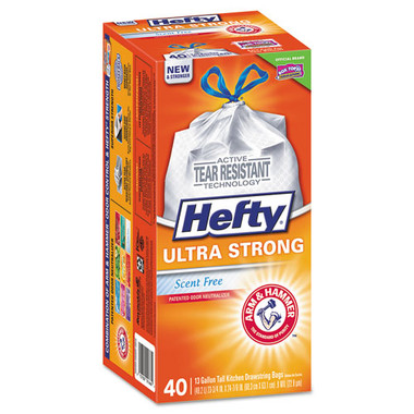 Hefty Ultra Strong Scent Free Tall Kitchen 13 Gallon Drawstring Trash Bags