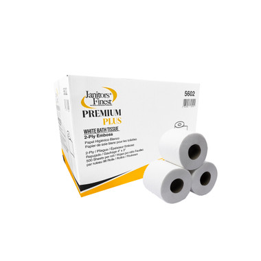 Janitors Finest, 2 Ply Toilet Tissue (4.3" X 3.5") 500 Sheets Per Roll, 96 Rolls Per Case (5602)