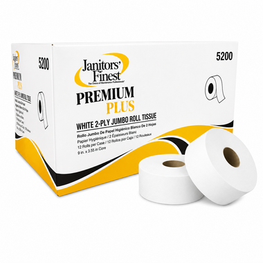 Janitors Finest 9" Premium Jumbo Bath Tissue, 2 Ply, 12 Rolls/ Carton (5200)