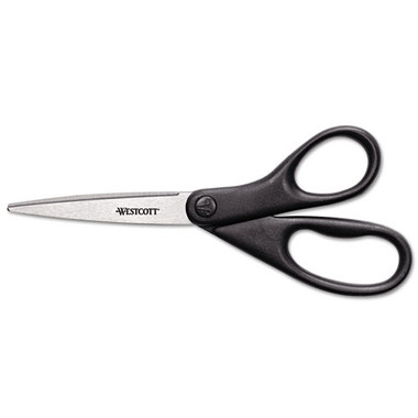Precision Scissors, 8 Long, 3.13 Cut Length, Gray/Red Straight Handle