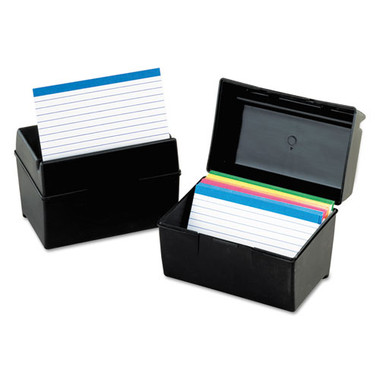 Universal® Plastic Index Card Boxes, Holds 300 3 x 5 Cards, 5.63 x 3.25 x  3.75, Translucent Black