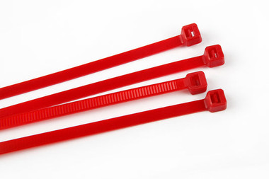 11" NYLON, CABLE  ZIP TIES, RED, 50 LB TENSILE, 1000, BAG