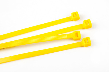 11" NYLON, CABLE ZIP TIES, YELLOW, 50 LB TENSILE, 1000, BAG