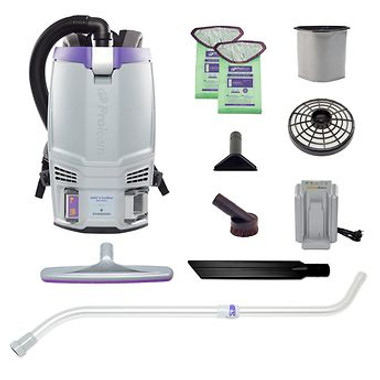 GoFit 6 Cordless 8Ah, 6 qt. Commercial Backpack Vacuum w/ Xover Multi-Surface Telescoping Wand Tool Kit (107786)