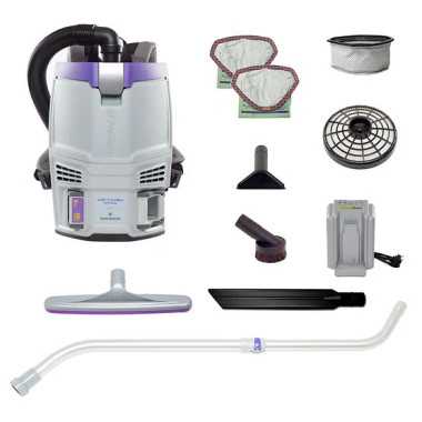 GoFit 3 Cordless 8Ah, 3 qt. Commercial Backpack Vacuum w/ Xover Multi-Surface Telescoping Wand Tool Kit (107778)