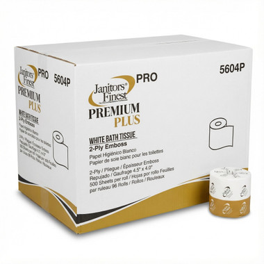 JANITORS FINEST PRO, BATHROOM TISSUE, 2-PLY, WHITE, 4.5 X 4.0 SHEET, 500 SHEETS/ROLL, 96/CARTON