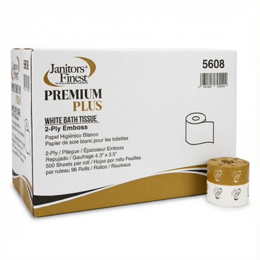JANITORS FINEST, BATHROOM TISSUE, 2-PLY, WHITE, 4.3 X 3.5 SHEET, 500 SHEETS/ROLL, 96/CARTON