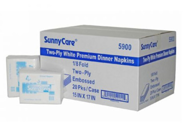 SUNNYCARE, 2-PLY, 1/8 FOLD, WHITE, DINNER NAPKIN 15" X 17" - 3000/CS