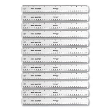 Clear Plastic Ruler, Standard/Metric, 12 Long, Clear