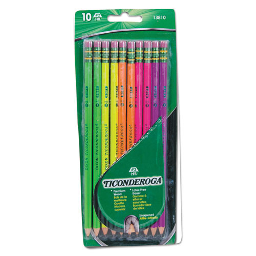 Ticonderoga®PreSharpened Pencil, Hb (2), Black Lead, Assorted Barrel