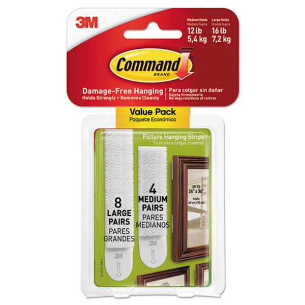 Command Picture Hanging Strips, Value Pack, Medium, Removable, 0.75 x 2.75, White, 132 Pairs/Pack