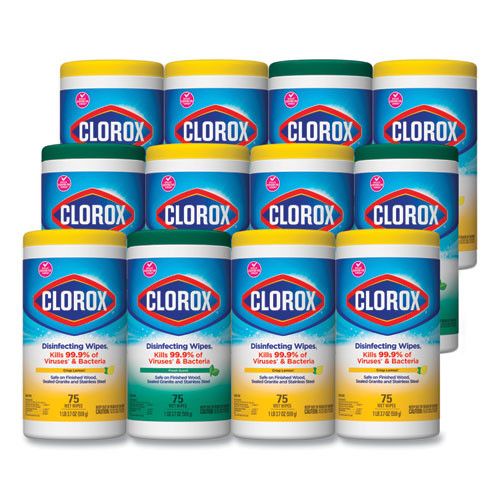 Clorox, Disinfecting Wipes, 7x8, Fresh Scent/citrus Blend, 75/canister, 3/pk, 4 Packs/ct (CLO30208)