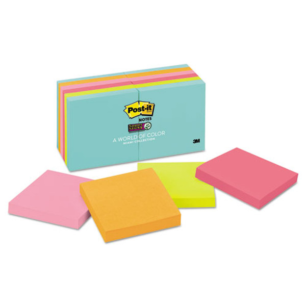 Post-it Pads in Supernova Neon Collection Colors, 2 x 2, 90