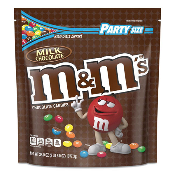 M&M'S Peanut Milk Chocolate Candy, Party Size, 38 oz Bag (Pack of 2)