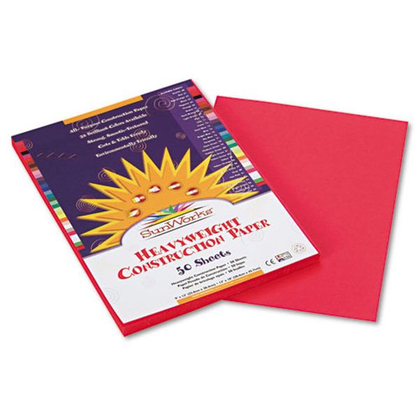 SunWorks Construction Paper, 58lb, 12 x 18, Red, 50/Pack