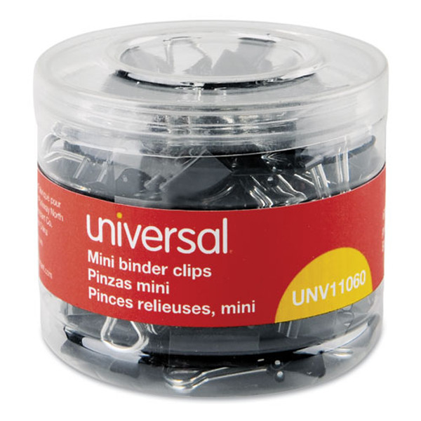 Universal Binder Clips in Zip-Seal Bag, Small, Black/Silver, 144/Pack